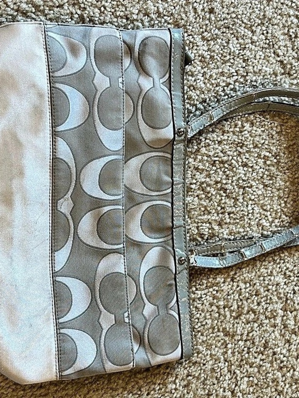 Coach Signature Shoulder Bag in Gray & White
